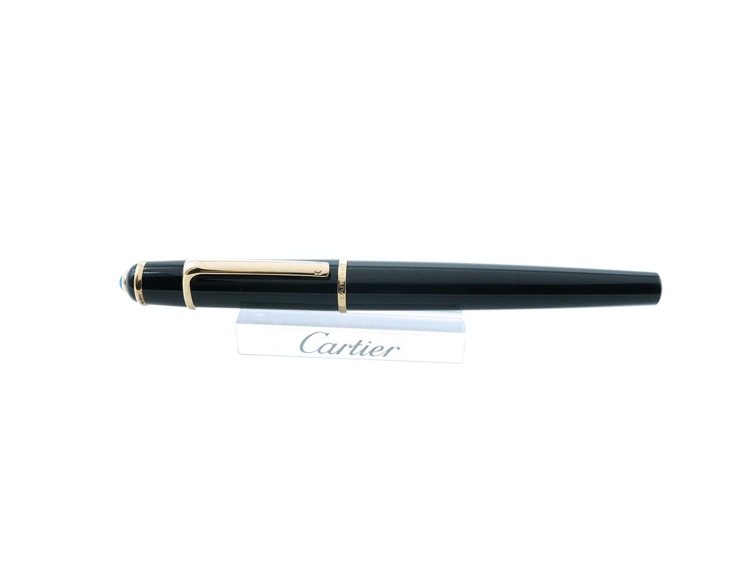 CARTIER Diabolo roller pen in yellow gold plated steel and black composite Ref. ST180001. NEW