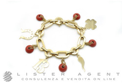 BRACCIALE con Charms in oro giallo 18Kt e corallo. NUOVO!