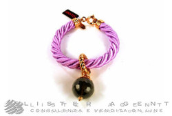 VANTO bracelet en tissu lilas avec argent plaqué or rose 925 et quartz. NEUF!