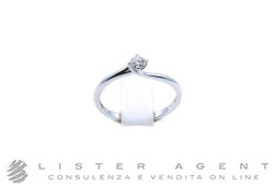FRESH anello Solitario in oro bianco 18Kt con diamante ct 0.13 G Si Misura 15.50 Ref. FR005/013. NUOVO!