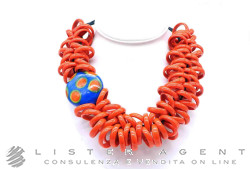 PAMURRINA collana elastica in vetro di Murano arancione. NUOVA!