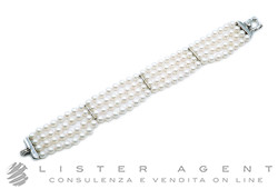 BRACCIALE a 4 fili con perle top quality mm 4.50-5.00 e oro bianco 18Kt con diamanti ct  0.04 H VS. NUOVO!