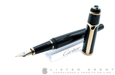 CARTIER stylo plume Diabolo en acier plaqué or jaune et composite noir Ref. ST180004. NEUF!