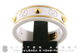GUCCI Ring Icon mit Borchie in weißem Zirkonia Pulver und 18Kt Gelbgold Größe 12 Ref. YBC325963001012. NEU! -40%