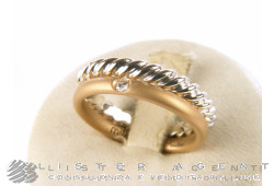 POMELLATO Ring Milano aus 18 Karat sandgestrahltem Rosé- und Weißgold mit Diamant 0,03 Größe 14 Ref. AB511SB7O9. NEU!