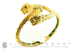 GUCCI bracciale Dionysus in oro giallo 18Kt con smalto verde e smeraldi Ref. YBA548780001017. NUOVO!
