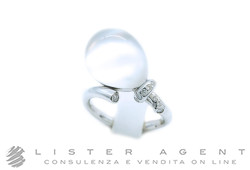 VHERNIER anello Palloncino in oro bianco 18Kt con diamanti ct 0.15, madreperla e cristallo di rocca Misura 17 Ref. P00786A 403. NUOVO!